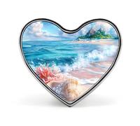 Insigne commémoratif unisexe en métal, orné d'une conque, d'une étoile de mer, d'une vague et d'un cœur, à porter comme broche ou accessoire pour robe, manteau, sac à dos ou mariage.