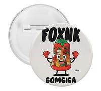 Insigne de boxe Kimchi - En métal - Rond - Léger - Pour sac à dos - Pour chemises, vestes, châles, manteaux - Unisexe, 5PCS, Fer blanc, épingles rondes en métal