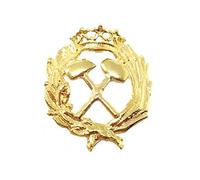 Insigne Ingénieur minière professionnel Silver 925m Sterling 18 mm. Pin en laiton de fermeture arrière plaquée or