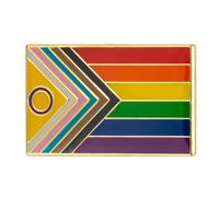 Insigne Intersex Inclusive LGBTQI+ Progress Pride Arc-en-ciel Métal émaillé - Broche Drapeau LGBTQIA+ rectangulaire 2,5 x 1,5 cm - Symbole d'égalité, Identité et Diversité