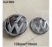 INSIGNE MARQUE AUTO 2pcs Insigne logo emblème avant 135mm + arrière 110mm argent chromé pour Volkswagen VW golf 6 VI MK6