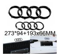 INSIGNE MARQUE AUTO 2pcs Insigne logo emblème badge calandre grilles avant 273mm + arrière 193mm noir brillant pour Audi A1 A3 A4