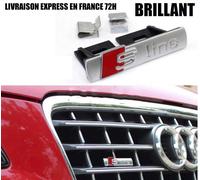INSIGNE MARQUE AUTO BRILLANT Insignes d'emblème de calandre en métal ARGENT avec logo S Line pour Audi