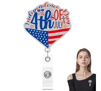 insigne patriotique de bobine rétractable - clip de badge avec la conception 4 juillet, broche de drapeau | badge nom acrylqiue le nom glitta