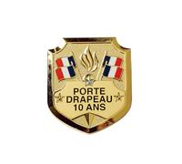 Insigne Porte-Drapeau 10 Ans 20 x 15 mm | Mini Insigne d'Ancienneté Porte-Drapeau | Décoration pour Cérémonies Officielles et Associations Patriotiques - IPD10PM