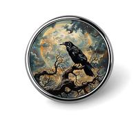 Insigne rond Dark Crow Star Moon, broche imprimée, cadeau pour hommes et femmes, 2,5 cm (1 pouce)