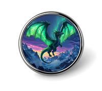Insigne rond Dragon Aurore, broche imprimée, cadeau pour hommes et femmes, 2,5 cm