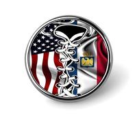 Insigne Rond Drapeau américain/français, amitié Franco-américaine, en métal, pour Homme et Femme. Broche/Bouton/épingle à Cravate/Costume/Chemise/Veste/Chapeau/déguisement décoratif.