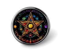 Insigne rond en forme d'étoile, pentagramme wiccan, sorcière et magie païenne, broche mignonne, badge à bouton pour sac à dos, veste, chapeau, décoration