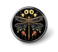 Insigne rond Libellule Fleur, broche, cadeau pour homme et femme, 2,5 cm