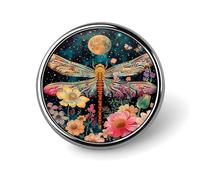 Insigne rond Libellule Fleur, broche, cadeau pour homme et femme, 2,5 cm