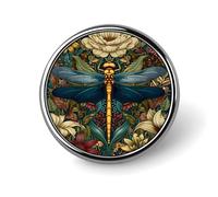 Insigne rond Libellule Fleur, broche, cadeau pour homme et femme, 2,5 cm
