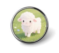 Insigne rond Petit Agneau, broche tendance en métal léger pour chapeau, veste, sac à dos