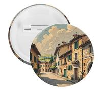 Insigne traditionnel en métal rond en brique, broche légère pour sac à dos, épingles à boutons tendance pour chemises, vestes, châle, manteau, unisexe, 12PCS, Fer blanc, épingles rondes en métal