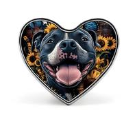 Insigne unisexe en métal commémoratif représentant un chien, un tournesol, le drapeau américain, un papillon et un cœur. Broche à boutonner, accessoire pour robe, manteau, sac à dos ou mariage.