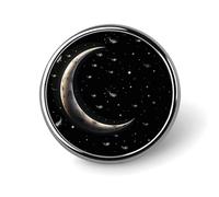 Insignes décoratifs en forme de croissant de lune sur fond noir, en alliage d'aluminium durable, broche ronde légère pour chemises, vestes, chapeaux, uniformes, 2,5 cm