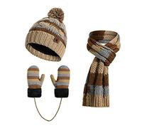 INSISMY 3 en 1 Ensemble Bonnet Écharpe et Gants pour 3-8 Ans Garçon et Fille Écharpe d'hiver Chaude Gants écharpe Bonnet Tricot Doublure Épaisse pour Enfants