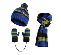 INSISMY 3 en 1 Ensemble Bonnet Écharpe et Gants pour 3-8 Ans Garçon et Fille Écharpe d'hiver Chaude Gants écharpe Bonnet Tricot Doublure Épaisse pour Enfants