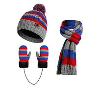 INSISMY 3 en 1 Ensemble Bonnet Écharpe et Gants pour 3-8 Ans Garçon et Fille Écharpe d'hiver Chaude Gants écharpe Bonnet Tricot Doublure Épaisse pour Enfants