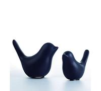 Insiswiner Lot de 2 petits oiseaux noirs en céramique pour étagère, salon, table, figurine de jardin, chalet