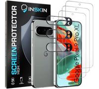 Inskin Lot de 3 films de protection d'écran pour Google Pixel 9 Pro XL (6,9", 2024) en verre trempé pour écran et 3 pour objectif d'appareil photo, support d'empreintes digitales, revêtement plasma,