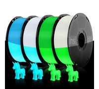 Inslogic PLA Leuchtend im Dunkel Bündel, Leuchtend 3D Druck Filament 1,75mm, Starker Leuchteffekt 1kg Spule Geeignet für FDM Drucker, 1kg×4 Farben((Grünes Leuchten)+(Blaues Leuchten)+Grün+Blau)