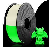 Inslogic PLA Lumineux dans l'Obscurité Vert, Matériau d'Impression 3D 1.75mm Précision ±0.02mm 1kg, Bobine Réutilisable Compatible avec SUNLU & Bambu Lab, Recharge Prête à l'Emploi