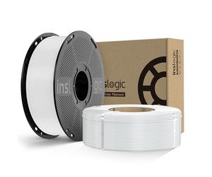 Inslogic PLA Pro 1.75mm Filament Pré-séché Filament imperméable à l'humidité pour imprimante 3D, 50-300mm/s, Compatible avec la plupart des imprimantes FDM, 1 Bobine + 1 Recharge, blanc, 2kg
