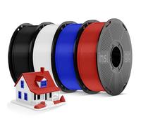 Inslogic PLA Pro 1.75mm Filament Pré-séché Filament imperméable à l'humidité pour imprimante 3D Lot de 4 × 1kg, Compatible avec la plupart des imprimantes FDM, Noir + Blanc + Bleu + Rouge