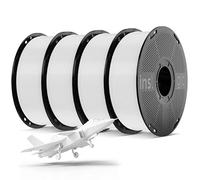 Inslogic PLA Pro 1.75mm Filament Pré-séché Filament imperméable à l'humidité pour imprimante 3D Lot de 4 × 1kg, Précision +/-0.02mm, Compatible avec la plupart des imprimantes FDM, 4 × Blanc