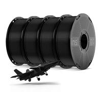 Inslogic PLA Pro 1.75mm Filament Pré-séché Filament imperméable à l'humidité pour imprimante 3D Lot de 4 × 1kg, Précision +/-0.02mm, Compatible avec la plupart des imprimantes FDM, 4 × Noir