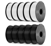 Inslogic PLA Pro 1.75mm Filament Pré-séché Filament imperméable à l'humidité pour imprimante 3D Recharge 10kg Bundle, Compatible avec la plupart des imprimantes FDM, 5kg noir + 5kg blanc