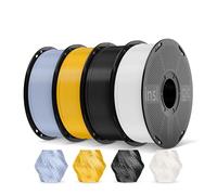 Inslogic Silk PLA 3D Filament Lot Multicolore Aspect soyeux Finition lisse Monochrome Filament 1,75mm Compatible avec Imprimantes 3D FDM 1kg x 4 Pack (Argent+Or+Noir+Blanc)