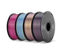 Inslogic Silk PLA Filament 1.75mm pour impression 3D, surface lisse et soyeuse, haute précision, quatre couleurs en un seul pack, multicolore sous quatre angles, 4 x 1kg