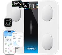 INSMART Balance intelligente pour poids corporel et pourcentage de graisse, balance de pesée précise Bluetooth avec grand écran, 16 niveaux de composition corporelle, synchronisation avec application