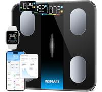 INSMART Balance intelligente pour poids corporel et pourcentage de graisse, balance de pesée précise Bluetooth avec grand écran, 16 niveaux de composition corporelle, synchronisation avec application
