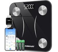 Insmart Balance Pese Personne, Balance Connectée avec apps, Pese Personnes mesure de la balance 16 données corporelles (IMC/graisse corporelle/BMR/muscle, etc.), affichage LED, très précis