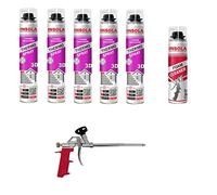 INSOLA - Mousse expansive polyuréthane Projetable par Pulvérisation - ThermoSpray 3D - 850 ml - Isolation Thermique et Phonique (Lot de 5 + 1 + 1)