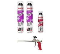 INSOLA Mousse Polyuréthane Projetée Pistolable - Capacité d'isolation Exceptionnelle (Indice 0,030) - Pour Murs, Toitures et Combles - Compatible tout support (Lot de 2 + 1 + 1)