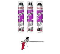 INSOLA Mousse Polyuréthane Projetée Pistolable - Capacité d'isolation Exceptionnelle (Indice 0,030) - Pour Murs, Toitures et Combles - Compatible tout support (Lot 3 mousses + 1 Pistolet)