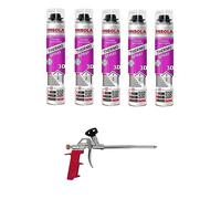 INSOLA Thermo Spray 3D - Isolation Polyuréthane Projetable 850ml - L'un des Meilleurs Pouvoirs Isolants du Marché - 80% Cellules Fermées - Confort Thermique et Acoustique (Lot 5 Mousses + 1 Pistolet)