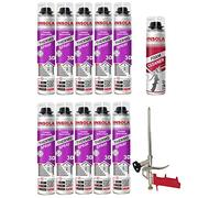 INSOLA Thermo Spray 3D - Isolation Polyuréthane Projetable 850ml - L'un des Meilleurs Pouvoirs Isolants du Marché - 80% Cellules Fermées - Confort Thermique et Acoustique (Lot de 10 + 1 + 1)