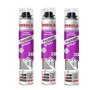 INSOLA Thermo Spray 3D - Isolation Polyuréthane Projetable 850ml - L'un des Meilleurs Pouvoirs Isolants du Marché - 80% Cellules Fermées - Confort Thermique et Acoustique (Lot de 3)