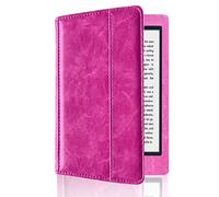INSOLKIDON Compatible avec Coque Kobo Glo HD N437 eReader Tablet Étui de Protection Pliable Housse Cuir Case Cover avec Fonction Sommeil/Réveil Automatique (Rose Rouge)