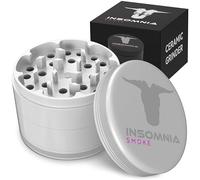 Insomnia Smoke Grinder Tabac | Moulin à Herbes 4 Pièces en Aluminium avec Récupérateur de Pollen, Couvercle Magnétique, 28 Dents Tranchantes, Revêtement Céramique Facile à Nettoyer (Blanc)
