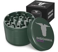 Insomnia Smoke Grinder Tabac | Moulin à Herbes 4 Pièces en Aluminium avec Récupérateur de Pollen, Couvercle Magnétique, 28 Dents Tranchantes, Revêtement Céramique Facile à Nettoyer (Vert Minuit)