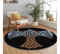 Insonorisé et Inodore Tapis Rond 60 cm, Noir Doux Facile d'entretien Pas Facile à Décolorer, Abstrait Surréaliste Hache Thème Tapis Rond pour Salon Chambre Cuisine Balcon Terrasse