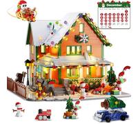 INSOON Calendrier de l'Avent 2025 - Maison de Noël - Jouet de Construction avec lumière - Compte à rebours de 24 Jours - Mini Architecture - Blocs de Construction festifs - Cadeau pour Adultes