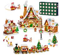 INSOON Calendrier de l'Avent 2025 Maison en pain d'épices Mini jeu de construction avec lumière, 24 jours compte à rebours Village de Noël Blocs de construction avec arbre, Cadeau pour adultes enfants
