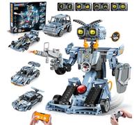 INSOON Jouet robot technique pour enfants à partir de 8 ans, application et | Robot de construction 5 en 1 avec yeux LED, voiture de course radiocommandée, voiture de sport, tout-terrain